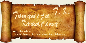 Tomanija Komatina vizit kartica